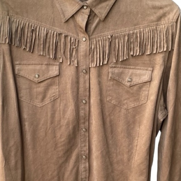Ariat Western Fringe Shasta Snap Shirt Button Down Faux Suede | Size: XXL - Picture 4 of 12